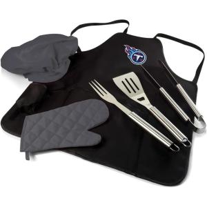 Picnic TIME BBQ Apron Tote Pro Grill Set, (Black with Gray Accents)(Tennessee Titans)