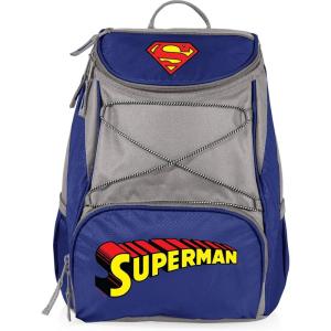 Picnic TIME DC The Flash PTX Backpack Cooler, Soft Cooler Backpack, Insulated Lunch Bag, (Red with Gray Accents)(DC Comics Superman – Navy Blue With Gray Accents)