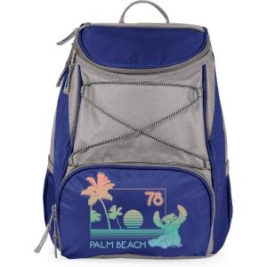 Picnic TIME Disney Mickey Mouse Backpack Cooler, Insulated Leakproof Soft Cooler Backpack, Waterproof Lunch Bag, Portable Hiking Backpack Ice Chest for Picnic, Beach, Camping & Travel (Black Red)(Disney Lilo & Stitch Palm Beach – Navy Blue with Gray Accents)
