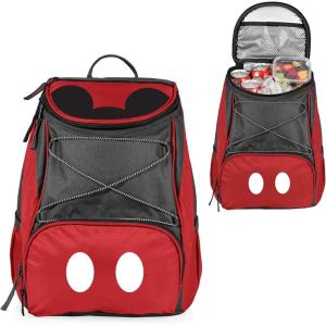 Picnic TIME Disney Mickey Mouse Backpack Cooler, Insulated Leakproof Soft Cooler Backpack, Waterproof Lunch Bag, Portable Hiking Backpack Ice Chest for Picnic, Beach, Camping & Travel (Black Red)(Disney Mickey Mouse – Red With Gray Accents)
