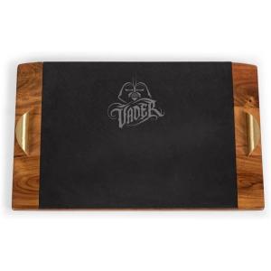 Picnic TIME Disney Mickey Mouse Covina Acacia and Slate Serving Tray, Charcuterie Board Set, Cheese Board, (Acacia Wood & Slate Black with Gold Accents)(Star Wars Darth Vader – Acacia Wood & Slate Black)