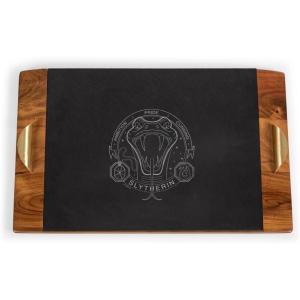 Picnic TIME Disney Mickey Mouse Covina Acacia and Slate Serving Tray, Charcuterie Board Set, Cheese Board, (Acacia Wood & Slate Black with Gold Accents)(Harry Potter Slytherin – Acacia Wood & Slate Black)