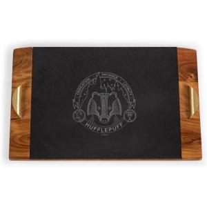 Picnic TIME Disney Mickey Mouse Covina Acacia and Slate Serving Tray, Charcuterie Board Set, Cheese Board, (Acacia Wood & Slate Black with Gold Accents)(Harry Potter Hufflepuff – Acacia Wood & Slate Black)