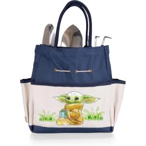 Picnic TIME Disney Mickey Mouse Garden Bag with Tool Set, Garden Tool Organizer Bag, Gardening Tools Gifts for Women and Men, (Navy Blue with Beige Accents)(Star Wars Mandalorian Grogu – Navy Blue with Beige Accents)
