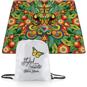 Picnic TIME Disney Mickey Mouse Impresa Picnic Blanket, Lightweight Beach Blanket, Machine Washable, (Mickey Face with Red Background)(Disney Encanto – Black and White)