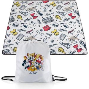 Picnic TIME Disney Mickey Mouse Impresa Picnic Blanket, Lightweight Beach Blanket, Machine Washable, (Mickey Face with Red Background)(Disney Mickey Mouse & Friends – White With Red and Yellow Accents)