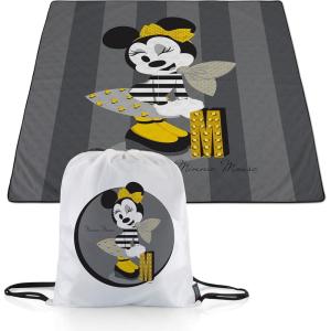 Picnic TIME Disney Mickey Mouse Impresa Picnic Blanket, Lightweight Beach Blanket, Machine Washable, (Mickey Face with Red Background)(Disney Minnie Mouse – Gray and Yellow)