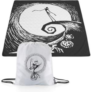 Picnic TIME Disney Mickey Mouse Impresa Picnic Blanket, Lightweight Beach Blanket, Machine Washable, (Mickey Face with Red Background)(Disney Nightmare Before Christmas Jack – Black and White)