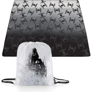 Picnic TIME Disney Mickey Mouse Impresa Picnic Blanket, Lightweight Beach Blanket, Machine Washable, (Mickey Face with Red Background)(Star Wars Darth Vader – Black and White Gradient)