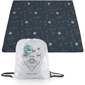 Picnic TIME Disney Mickey Mouse Impresa Picnic Blanket, Lightweight Beach Blanket, Machine Washable, (Mickey Face with Red Background)(Star Wars Death Star – Black and White)
