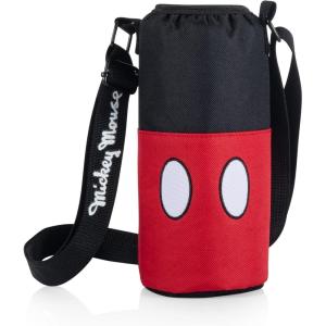 Picnic TIME Disney Mickey Mouse Shorts Shorts Bottle Cooler, Water Bottle Holder, Insulated Water Bottle Cooler Bag, (Black with Red Pattern)(Disney Mickey Mouse – Black with Red Pattern)