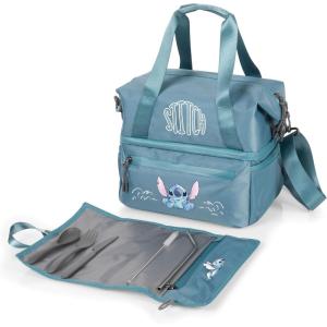 Picnic TIME Disney Mickey Mouse Tarana Insulated Lunch Bag Made from Recycled Material, Lunch Box with Picnic Set, Upcycled Lunch Cooler Bag, (Carbon Black)(Disney Lilo & Stich – Aurora Blue)
