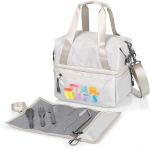 Picnic TIME Disney Mickey Mouse Tarana Insulated Lunch Bag Made from Recycled Material, Lunch Box with Picnic Set, Upcycled Lunch Cooler Bag, (Carbon Black)(Star Wars – Halo Gray)