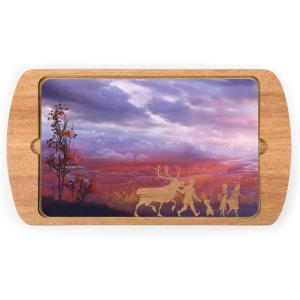 Picnic TIME Disney Princess Frozen 2 Billboard Glass Top Cheese Board, Serving Platter, Cheese Boards Charcuterie Boards, (Parawood)(Disney Princess Frozen 2 – Parawood)