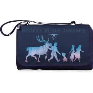 Picnic TIME Disney Princess Frozen 2 Blanket Tote Outdoor Picnic Blanket, Beach Blanket, Camping Blanket, (Navy Blue with Black Flap)