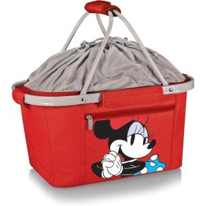 Picnic TIME Metro Shopping Basket, Insulated Picnic Basket, Collapsible Market Basket, Utility Tote Cooler Bag(Disney Minnie Mouse – Red)
