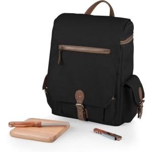 Picnic TIME Moreno 3-Bottle Wine & Cheese Tote, Luxury 3 Bottle Insulated Wine Bag Set with Cheese Board, Knife, & Corkscrew, Adjustable PaddedStrap, and Pockets, Romantic Kit for Couples, (Black)(Black)