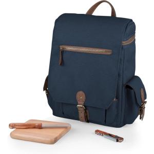Picnic TIME Moreno 3-Bottle Wine & Cheese Tote, Luxury 3 Bottle Insulated Wine Bag Set with Cheese Board, Knife, & Corkscrew, Adjustable PaddedStrap, and Pockets, Romantic Kit for Couples, (Black)(Navy)