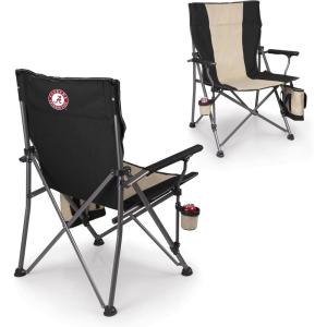 Picnic TIME NCAA Big Bear XXL Camp Chair with Cooler, Heavy Duty Beach Chair, 500 lb Capacity Camping Chair with Carry Bag, (Black)(Alabama Crimson Tide)