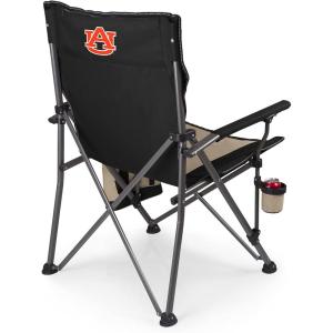 Picnic TIME NCAA Big Bear XXL Camp Chair with Cooler, Heavy Duty Beach Chair, 500 lb Capacity Camping Chair with Carry Bag, (Black)(Auburn Tigers)