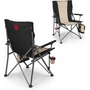 Picnic TIME NCAA Big Bear XXL Camp Chair with Cooler, Heavy Duty Beach Chair, 500 lb Capacity Camping Chair with Carry Bag, (Black)(Indiana Hoosiers)