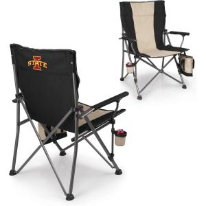 Picnic TIME NCAA Big Bear XXL Camp Chair with Cooler, Heavy Duty Beach Chair, 500 lb Capacity Camping Chair with Carry Bag, (Black)(Iowa State Cyclones)