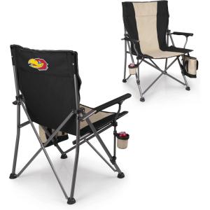Picnic TIME NCAA Big Bear XXL Camp Chair with Cooler, Heavy Duty Beach Chair, 500 lb Capacity Camping Chair with Carry Bag, (Black)(Kansas Jayhawks)