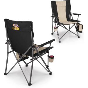 Picnic TIME NCAA Big Bear XXL Camp Chair with Cooler, Heavy Duty Beach Chair, 500 lb Capacity Camping Chair with Carry Bag, (Black)(LSU Tigers)