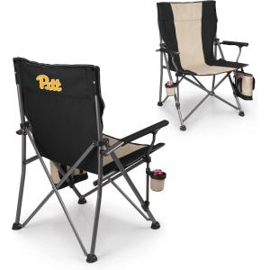 Picnic TIME NCAA Big Bear XXL Camp Chair with Cooler, Heavy Duty Beach Chair, 500 lb Capacity Camping Chair with Carry Bag, (Black)(Pittsburgh Panthers)