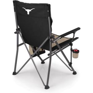 Picnic TIME NCAA Big Bear XXL Camp Chair with Cooler, Heavy Duty Beach Chair, 500 lb Capacity Camping Chair with Carry Bag, (Black)(Texas Longhorns)