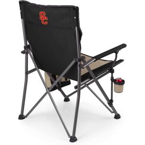 Picnic TIME NCAA Big Bear XXL Camp Chair with Cooler, Heavy Duty Beach Chair, 500 lb Capacity Camping Chair with Carry Bag, (Black)(USC Trojans)