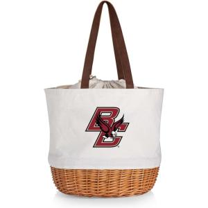 Picnic TIME NCAA Coronado Canvas and Willow Basket Tote, Picnic Tote Bag, Beach Tote, (Beige Canvas)(Boston College Eagles)