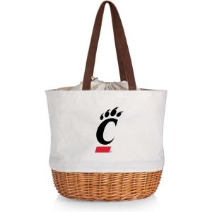Picnic TIME NCAA Coronado Canvas and Willow Basket Tote, Picnic Tote Bag, Beach Tote, (Beige Canvas)(Cincinnati Bearcats)