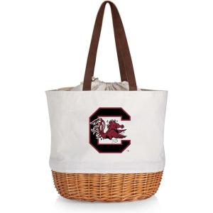 Picnic TIME NCAA Coronado Canvas and Willow Basket Tote, Picnic Tote Bag, Beach Tote, (Beige Canvas)(South Carolina Fighting Gamecocks)