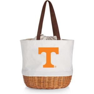 Picnic TIME NCAA Coronado Canvas and Willow Basket Tote, Picnic Tote Bag, Beach Tote, (Beige Canvas)(Tennessee Volunteers)