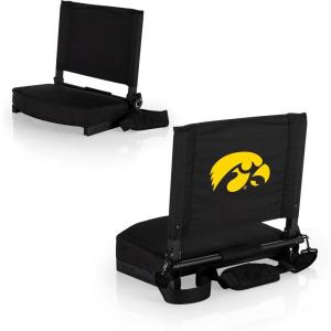Picnic TIME NCAA Georgia Bulldogs Gridiron Stadium Seat, Lightweight, Portable Folding Chair for Bleachers and Benches, (Black)(Iowa Hawkeyes)