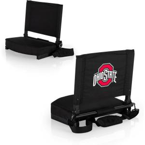 Picnic TIME NCAA Georgia Bulldogs Gridiron Stadium Seat, Lightweight, Portable Folding Chair for Bleachers and Benches, (Black)(Ohio State Buckeyes)