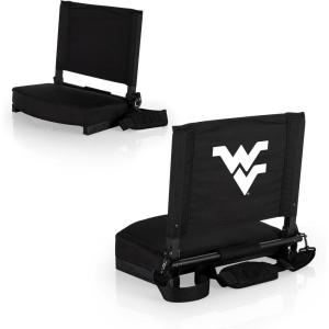 Picnic TIME NCAA Georgia Bulldogs Gridiron Stadium Seat, Lightweight, Portable Folding Chair for Bleachers and Benches, (Black)(West Virginia Mountaineers)