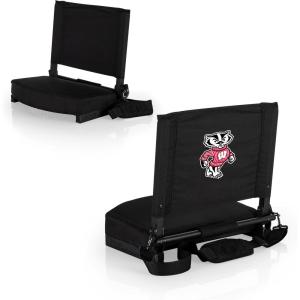 Picnic TIME NCAA Georgia Bulldogs Gridiron Stadium Seat, Lightweight, Portable Folding Chair for Bleachers and Benches, (Black)(Wisconsin Badgers)