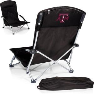 Picnic TIME NCAA Tranquility Beach Chair with Carry Bag – Low Beach Chair for Adults – Low Lawn Chair(Black)