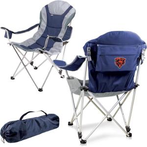 Picnic TIME NFL Unisex-Adult NFL Reclining Camp Chair, Beach Chair for Adults, Sports Chair with Carry Bag(Navy Blue With Gray Accents)
