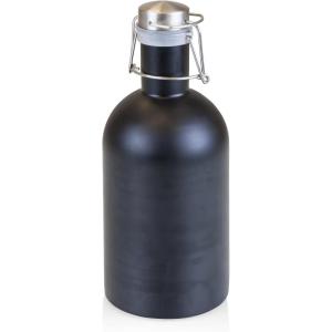 Stainless Steel 64-Ounce Beer Growler by LEGACY – a Picnic Time Brand, Silver Finish(Black Matte Finish)