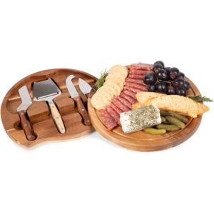 TOSCANA – a Picnic Time brand Circo Cheese Board and Knife Set – Charcuterie Board Set – Wood Cutting Board, (Acacia Wood)(Acacia Wood)