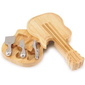 TOSCANA – a Picnic Time brand Guitar Cheese Board & Knife Set, Novelty Charcuterie Board Set with Cheese Knifes, Cheese Boards Charcuterie Boards, Serving Platter, (Bamboo)