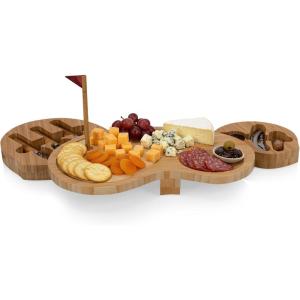 TOSCANA – a Picnic Time brand Sand Trap Cheese Board and Tool Set, Charcuterie Board Set, Wood Cutting Board with Cheese Knives, (Bamboo), Brown
