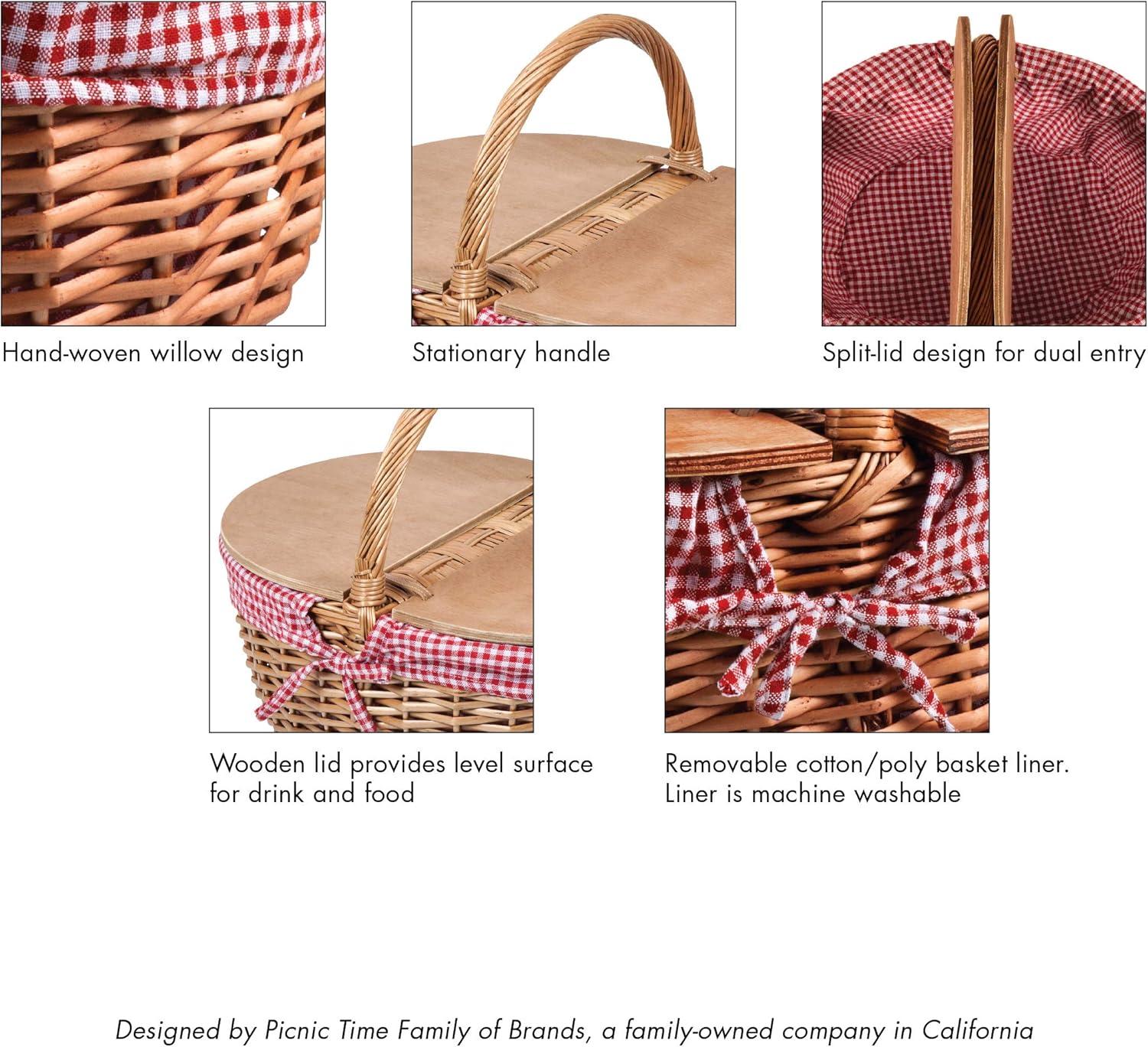 image:imagePicnic TIME Disney Nightmare Before Christmas Jack amp Sally Country Vintage Picnic Basket with Lid Wicker Picnic Basket for 2 Navy Blue amp White StripeCocacola Red White Gingham Pattern