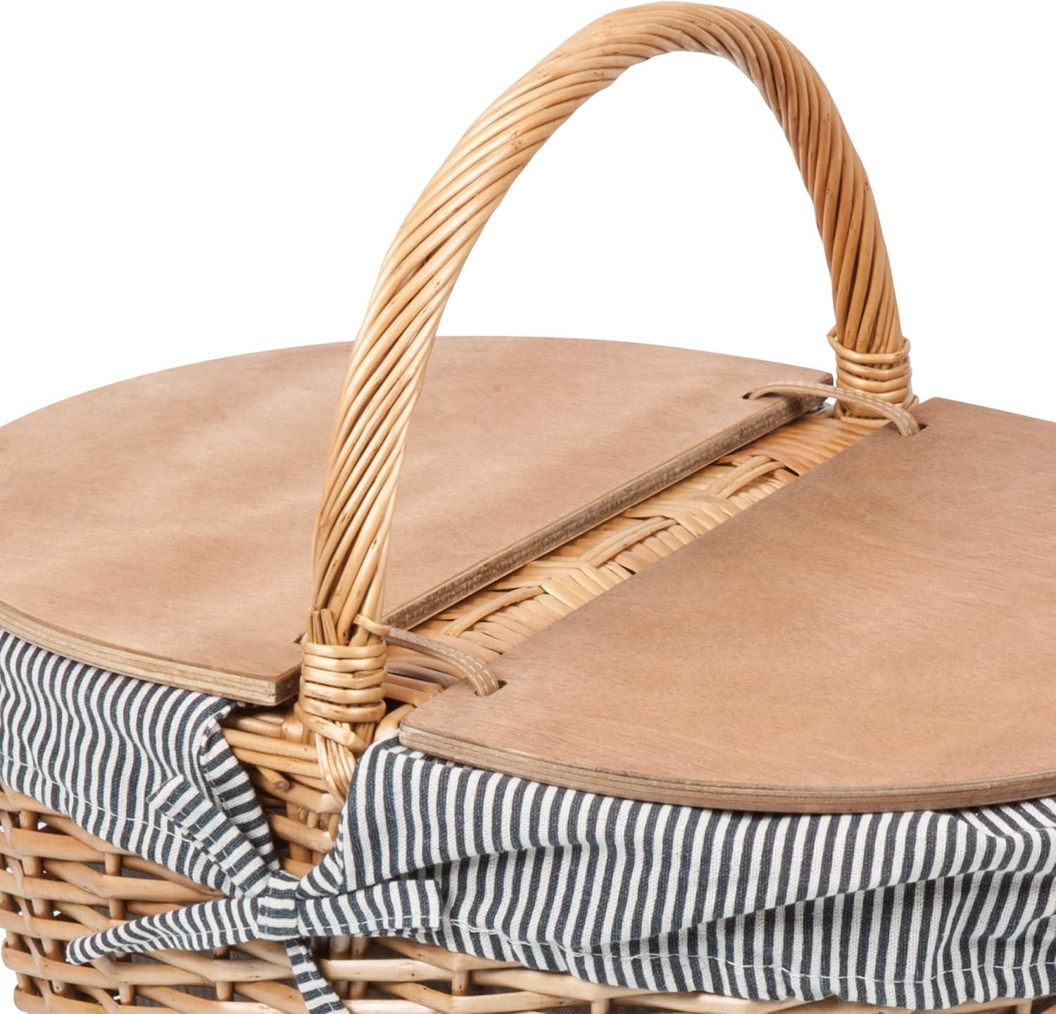 image:imagePicnic TIME Disney Nightmare Before Christmas Jack amp Sally Country Vintage Picnic Basket with Lid Wicker Picnic Basket for 2 Navy Blue amp White StripeNavy Blue White Stripe Disney Winnie the Pooh