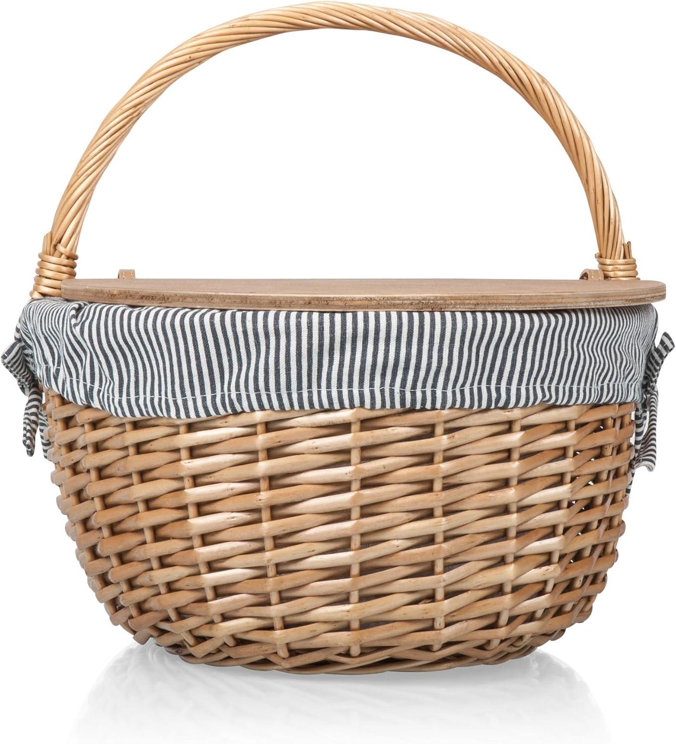 image:imagePicnic TIME Disney Nightmare Before Christmas Jack amp Sally Country Vintage Picnic Basket with Lid Wicker Picnic Basket for 2 Navy Blue amp White StripeStar Wars Navy Blue White Stripe