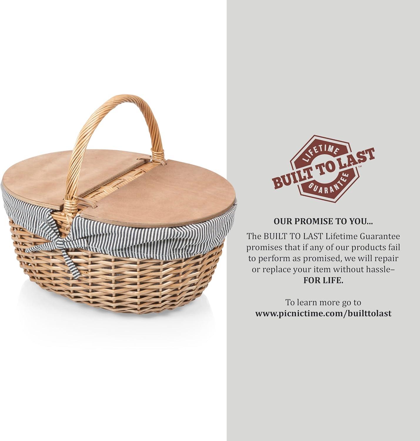 image:imagePicnic TIME Disney Nightmare Before Christmas Jack amp Sally Country Vintage Picnic Basket with Lid Wicker Picnic Basket for 2 Navy Blue amp White StripeStar Wars Navy Blue White Stripe