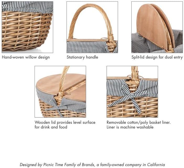 image:imagePicnic TIME Disney Nightmare Before Christmas Jack amp Sally Country Vintage Picnic Basket with Lid Wicker Picnic Basket for 2 Navy Blue amp White StripeStar Wars Mandalorian Grogu Navy Blue White Stripe